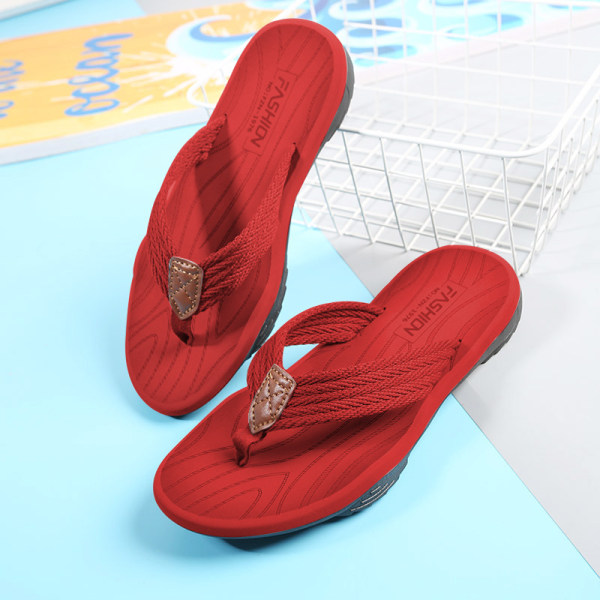 2024 nye stil neutrale bløde bund flip flops moderigtigt overtøj herre flip flops casual strand sko kvinder red 43