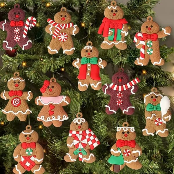 12 st julgransprydnader pepparkaksmän