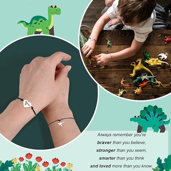 Todelt dinosaurarmbåndssæt til mor og barn