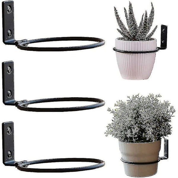 Väggmonterad Blomkrukehållare, 3 St. Metallblomkruke Ringar, Blomkrukehållare Ring, Vikbar, Med Skruvar, Kompatibel med Inomhus Trädgårdar, Hall