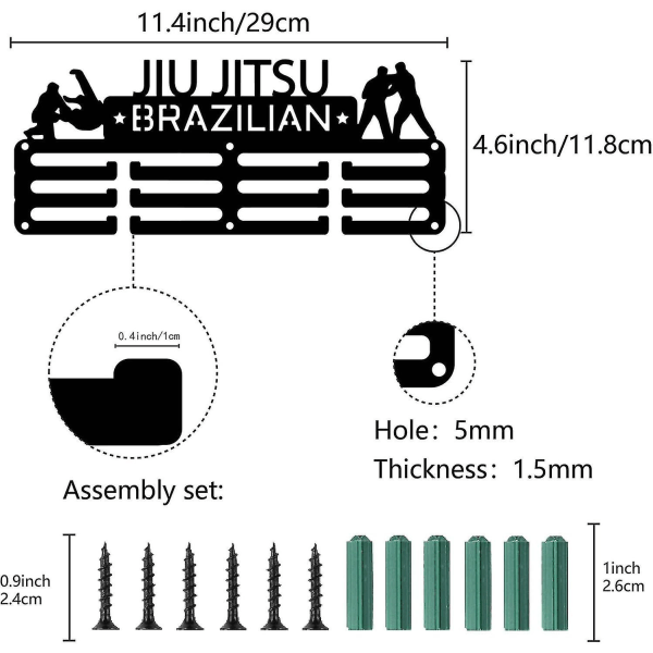 1sett Jiu Jitsu brasiliansk medaljeholder Medaljehenger Displaystativ Sport Metal Hanging Awards Jern Small Mount Decor