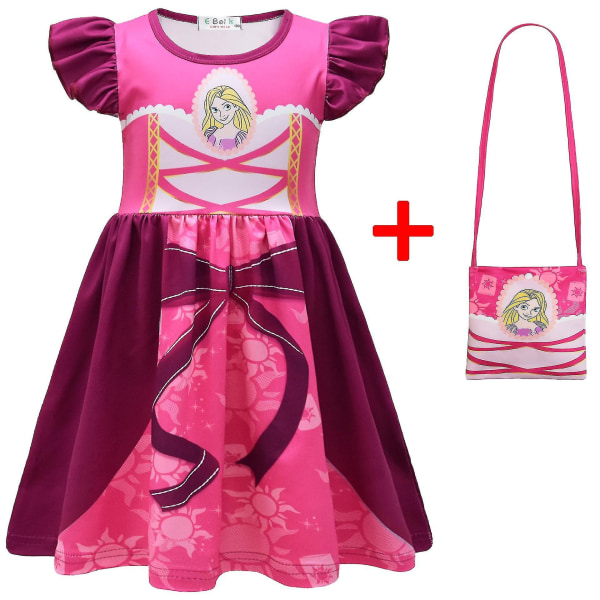 Halloween Princess Series Cosplay kostymer Princess Barnkjol Flickor Flying Sleeve Dress + Bag