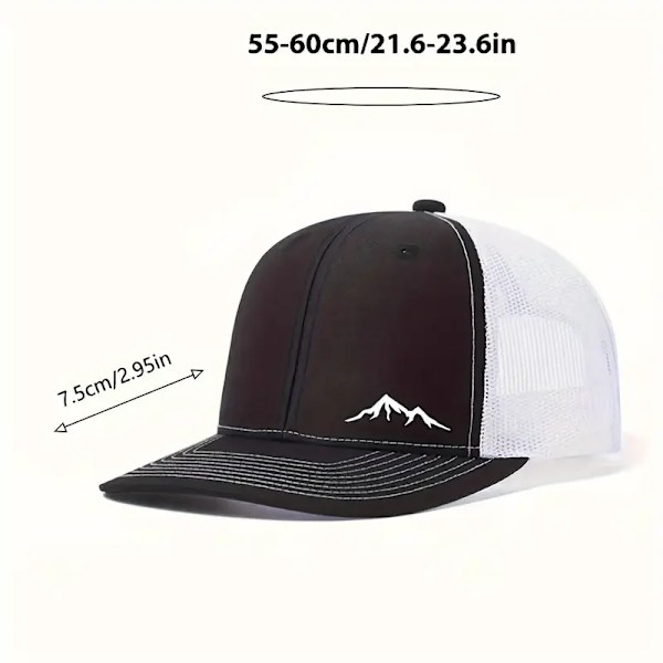 Justerbar Mesh Andningsbar Unisex Snapback Cap, Förböjd Bergstryck Elegant Baseballkeps, Lämplig För Utomhusidrott