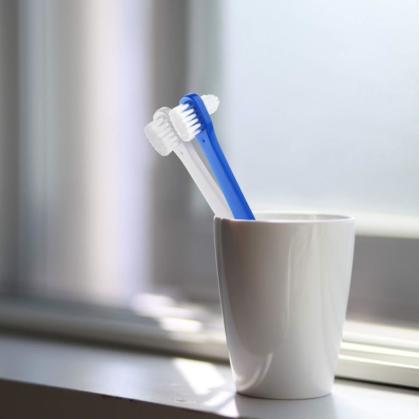 Protesetannbørste Dobbeltannbørste Stiv protese-rengjøringsbørste protese tannbørste-rengjøringsbørste protesebørste protese-rengjøring-tannbørste, 2