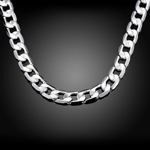 925 Sterling Hopea Kaulakoru Miehille 20/24 Tuumaa Klassinen 8mm Ketju Luxury Korut Häät Joululahjat