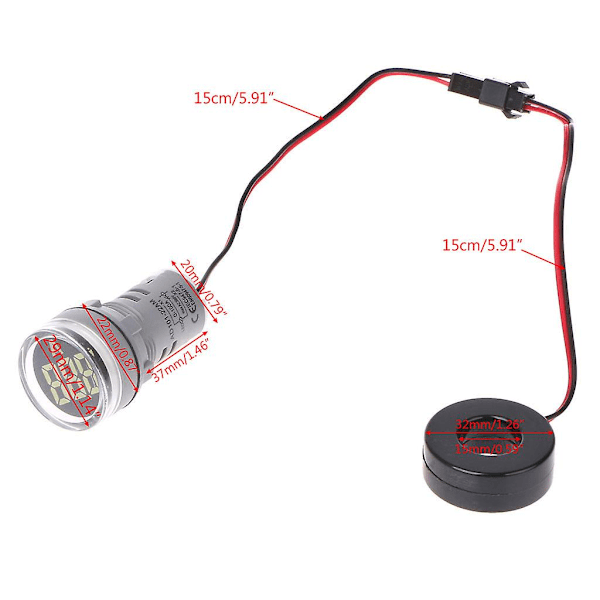 0-100a Digital Ammeter Strömmonitor Mätare Amperemeter Med Signallampan 22mm