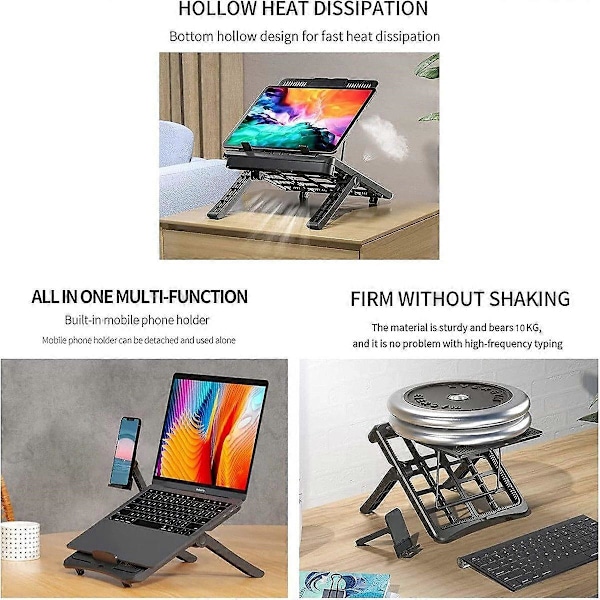 Notebook køler Laptop stander med justerbar højde og vinkel for komfort og ergonomisk design