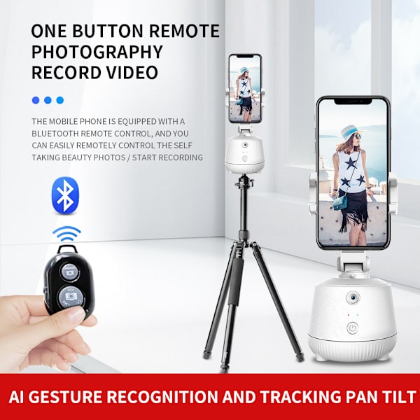 Helautomatisk intelligent gimbal mobiltelefon live-sändningsfäste artefakt 360 graders roterande ansiktsigenkänning stativ