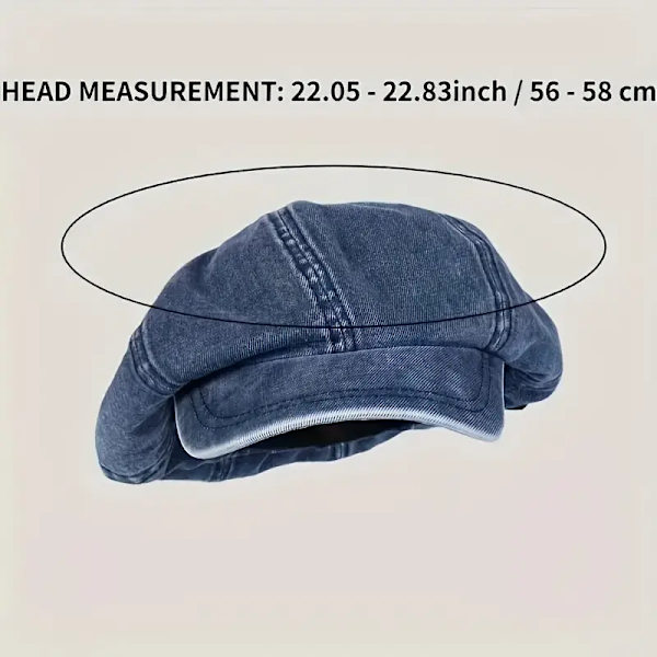 Trendig Vintage Tvättat Denim Beret Hat med Solskydd Visir