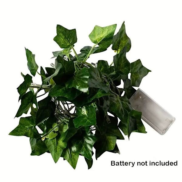 Simulerad grön blad rotting LED koppartrådslampa, konstgjord blad blomma fe slinga ljus batteridriven LED