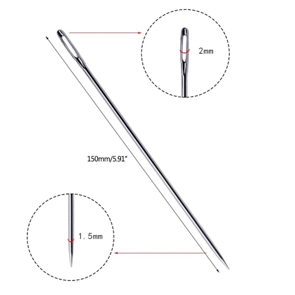Metallstora öglanålar 20 st med förvaringsflaska kit långa synålar för DIY-broderi handarbete tyghantverk