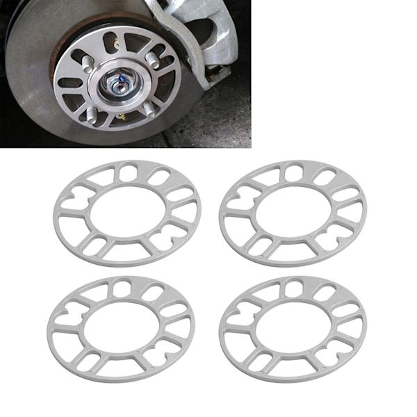 4 st Aluminium Hjulspacer Shim Plåtar Auto Hjulspacer 5mm Stud för 4X100 4X114.3 5X100 5X108 5