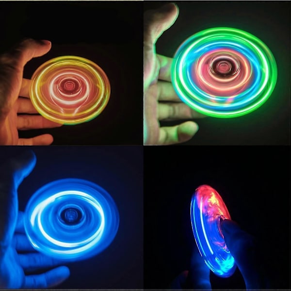 Lys Fidget Spinner, Lys Fidget Finger Legetøj Hånd Spinner - Stressreduktion og Angstdæmpende Hånd Spinner til Børn Krystal-grøn