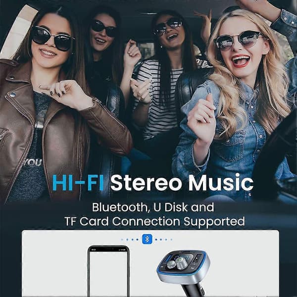 LIHAN USB C Bluetooth-adapter til bil, AUX trådløs FM-radiosender