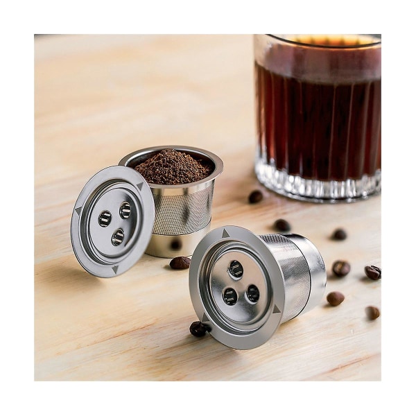 Kolme reikää Uudelleenkäytettävä kahvikapseli ruostumatonta terästä Uudelleenkäytettävä pod Kahvi Espresso Uudelleentäytettävä