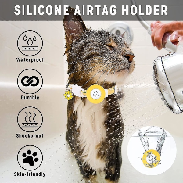 Airtag-kattehalsbånd, kattungehalsbånd med luftmerkeholder og klokke- og blomstersjarme for jentekatter Guttekatter Små hunder