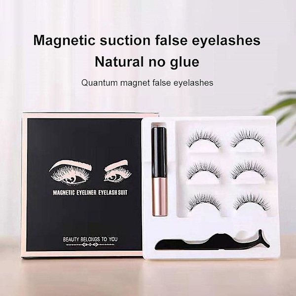 Magnetiske Vippeextensions og Eyeliner Sæt Dramatisk Genanvendelige Naturlige Falske Vippeextensions