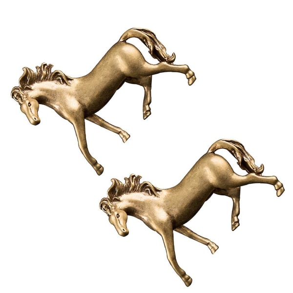 2 stk messing hestestatuer Kobber hesteskulpturer Desktop Ornament Business Gift