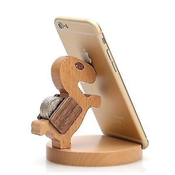 Stykke smartphoneholder i træ, dyretelefonholderplade til tablet og smartphone (pony)