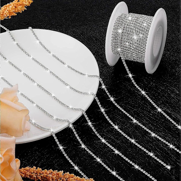 Rhinestone bånd 2,8 mm rhinestone kæde klo glitter bånd dekoration snor shimmer sparkle