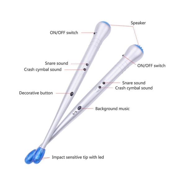 2 st Elektroniska Lufttrummor Rock Elektriska Trummstickor Rytm Stick Percussion Instrument Verktyg Barn