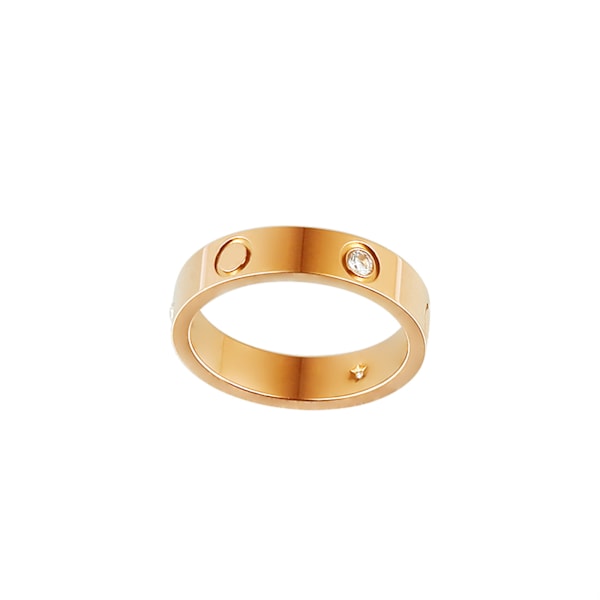 Kajia Ring Fashion Titanium Stål Elektroplettering Par Ring Tre Diamant Ring Par 4mm Rose Gold med Diamant No. 6