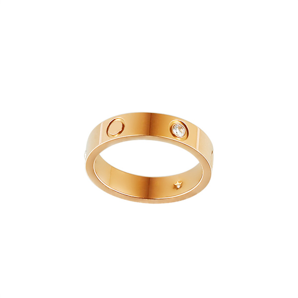 Kajia-sormus Muoti Titaani Teräs Sähköpinnoitus Pari Sormus Kolme Timantti Sormus Pari 4mm ruusukulta timantilla No. 8