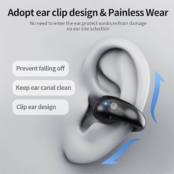Øreklips Bluetooth-headset, lang batteritid, myk silikon, komfortabel passform, lett design.