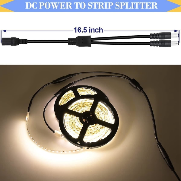 2-polet LED-stikkontaktssæt, loddefri stik, 2-vejs DC-stiksplitter til 8 mm 2-polet 2835