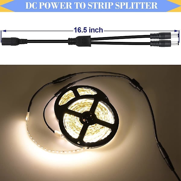 2-polig LED-kontaktset, lödfria kontakter, 2-vägs DC-jacksplitter för 8 mm 2-polig 2835