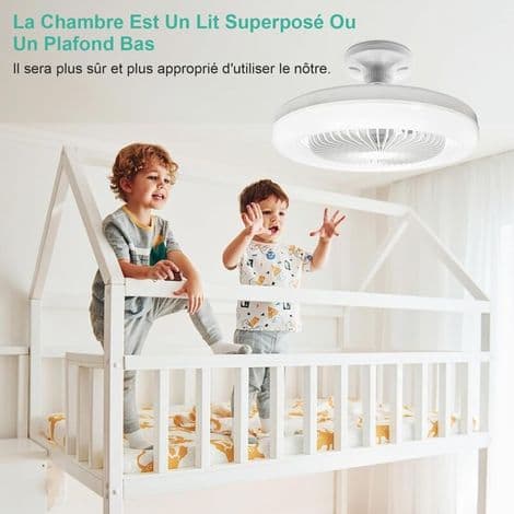 Loftventilator med integreret lys – 30W E27. Stille. 3 hastigheder. Moderne, lukket design. Ideel til indendørs brug.