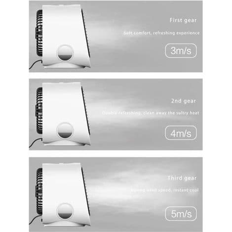 Mini Airconditioner Bordventilator med LED Natlys - Hvid