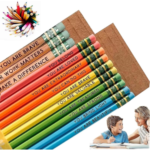 Affirmation blyantsæt,bekræftelse Inspirerende blyanter,inspirerende blyanter Motiverende ordsprog Blyanter,sjove personlig blyant kompliment blyanter