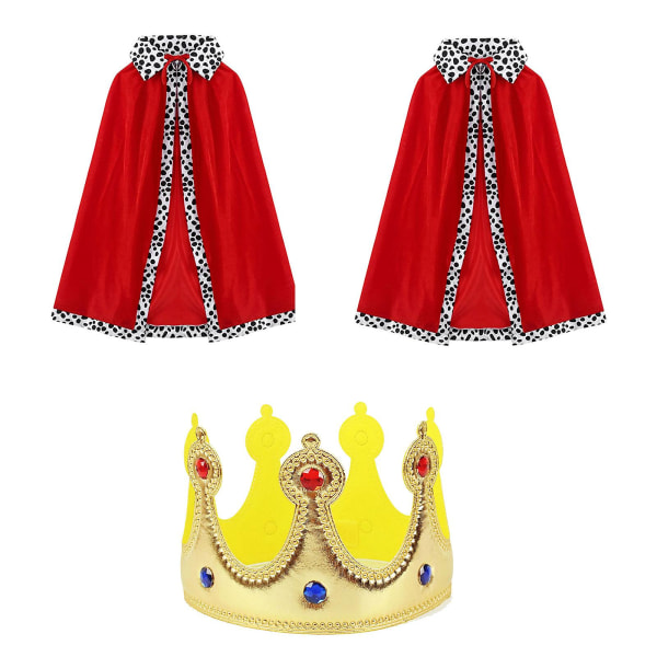 Børne eller voksen størrelse rød konge/dronning Robe Mardi Gras Cape kostume tilbehør