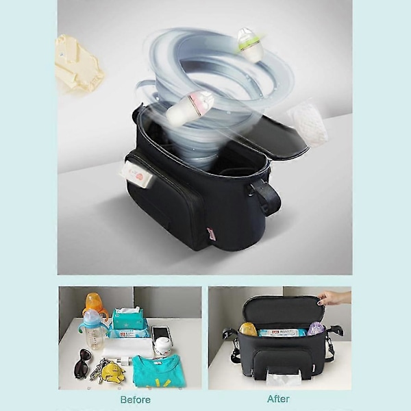 Vognpose Organizer Bag Soild Farge Barnevogn Kurv Henger Ryggsekk Vogn