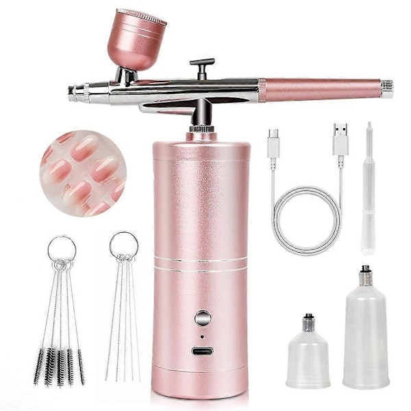 Super-Stabil Airbrush-Sæt: 25 PSI Præcisions-Airbrush til Negle Genopladelig Dobbelt-Tilstand 0,3 mm Dyses Negle Airbrush-Maskine