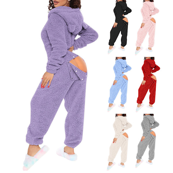 Onesien Pyjamas Lång Varm Borstad Bodysuit blue s