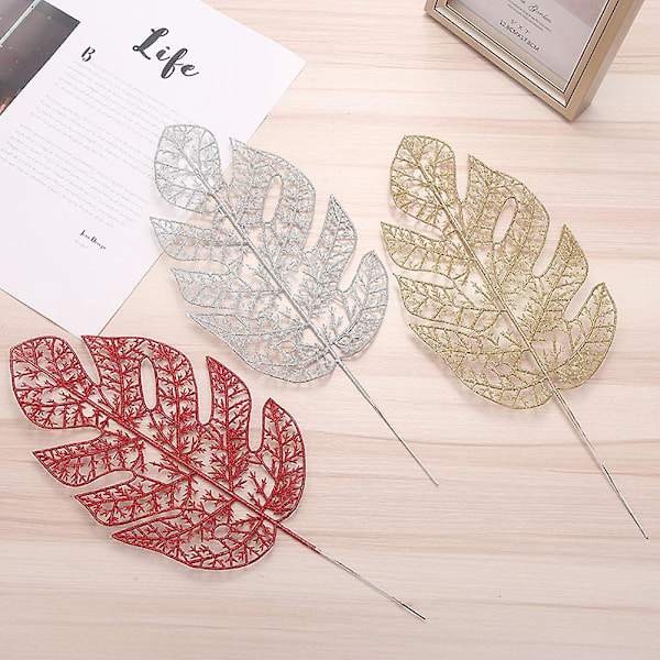 Glitter Hollow Leaves Julgranspynt Girlang Dekorationer