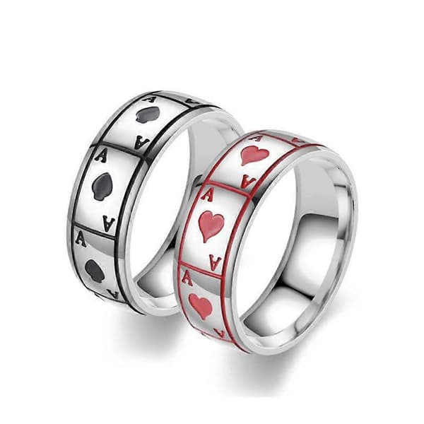 Rustfritt Stål Ring Spar Ess Ring, Spar Ess Ring Pokerspill Kule Ringer, 8mm Magnetisk Ring for Menn Kvinner
