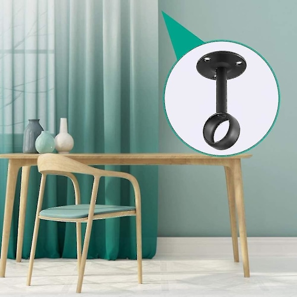 Hållare för gardinstång, takfäste, 2-pack, svart