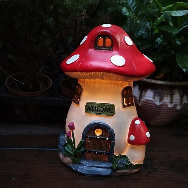 Solar Lampe Harpiks Craft Havearbejde Have Miniature Fairy Landskab House Dekoration Ornament