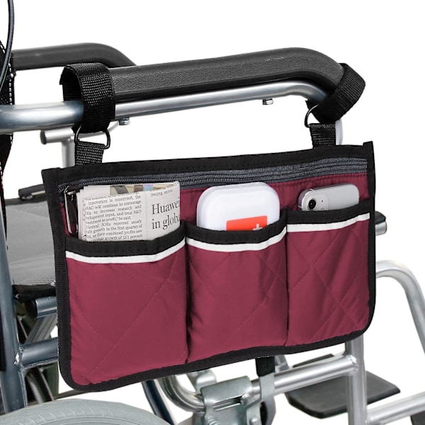 Rullstolsarmstödssida Väska, Rollator Organizer Väska Med Reflexremsor, Rullstol Vattentäta Förvaringsfickor