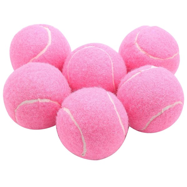 6stk Pakke Rosa tennisballer Slitasjebestandige elastiske treningsballer 66mm Dame Nybegynnere Øvelse Te