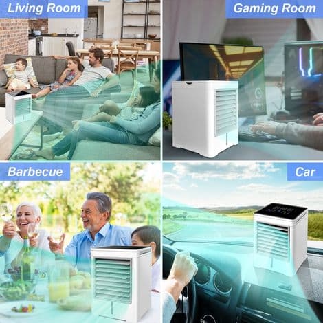 Mini bærbar aircondition med 3 hastigheder. Fordampende luftkøler. Touchscreen (USB).