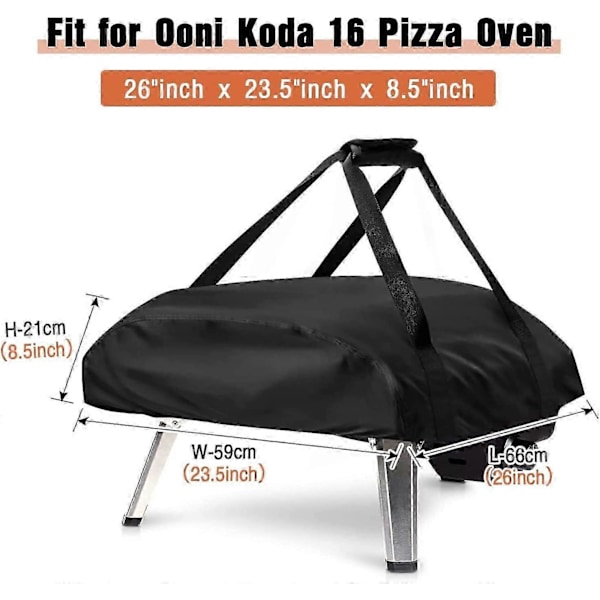 Ooni Koda 16 Pizza-uunien suojus, vedenpitävä ja säänkestävä, kantokassi, pizza-uunien kantolaukku - Musta (66 x 60 x 22 cm)