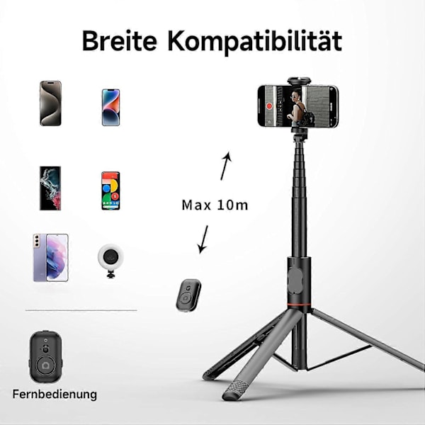Selfiepinne Bluetooth selfiepinne stativhuvud Bluetooth fjärrkontroll portabel kompakt
