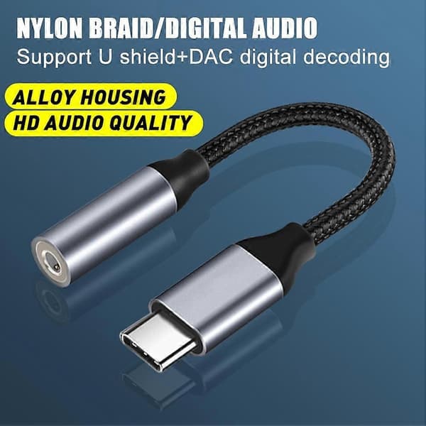 +USB Type C -sovitin 3,5 mm AUX-äänikuulokeliitäntään X7U5 Android G2W1:lle