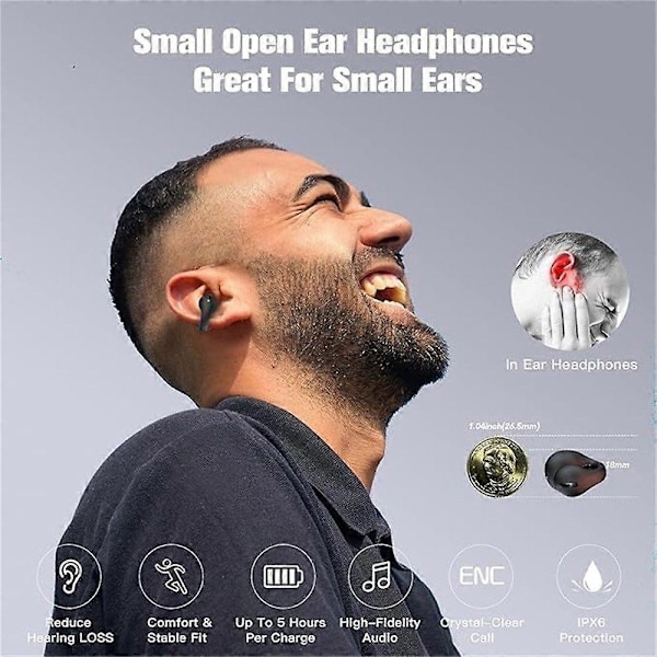 Øreklips Bluetooth-headset, lang batteritid, myk silikon, komfortabel passform, lett design.