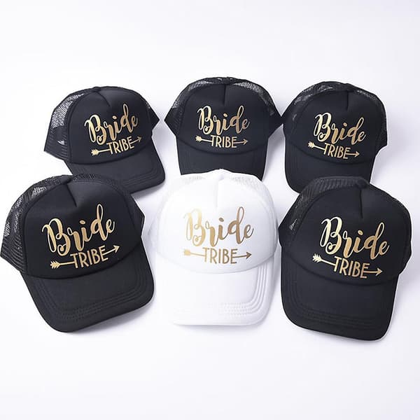 Bride Tribe Snapback Trucker Mesh Hat Guldbokstäver För Pil Bröllop Basebal