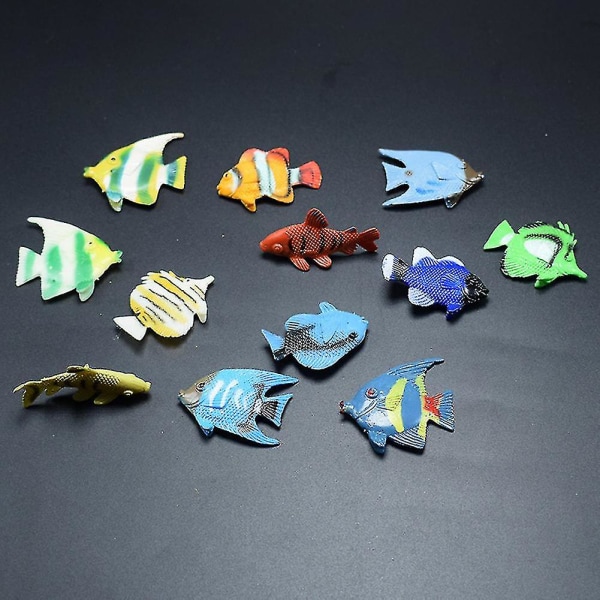 Naievear 12 stk Realistisk Mini Tropical Ocean Fish Figur Model Legetøj Landskabsdekoration